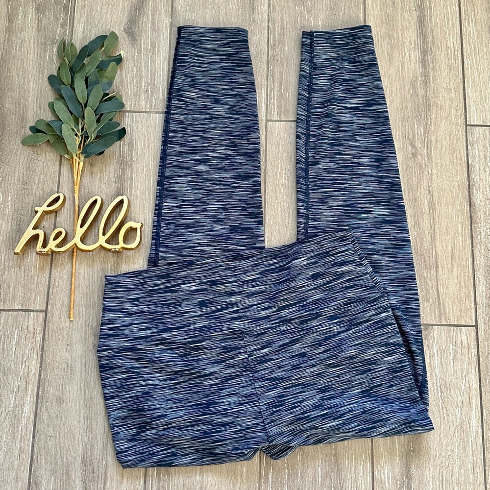 Outdoor Voices Freeform Leggings High Rise Navy Stripe Tights Blue Yoga